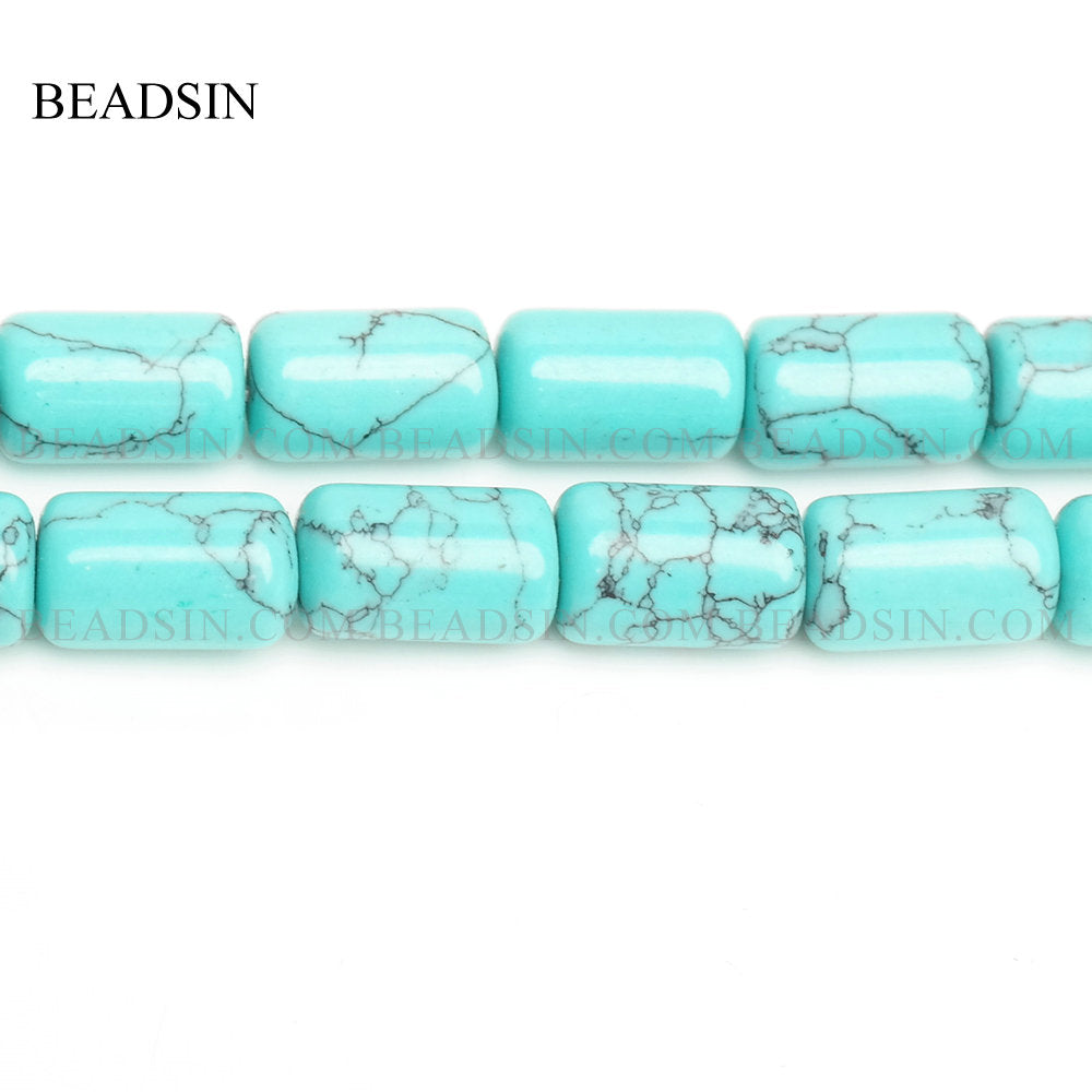 Tube Stone Beads, Natural Howlite/ Aventurine/ Agate/ Yellow Jade/ Pic –  Beadsin